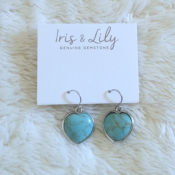 Iris & Lily Turquoise With Copper Veins Heart♥️ Drop⬇️ Earrings - Picture 11 of 15